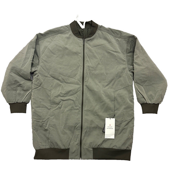 Lululemon Oversized Fit Non Stop Bomber Jacket Reversible Sage Olive Green Sz 8 - Picture 1 of 13